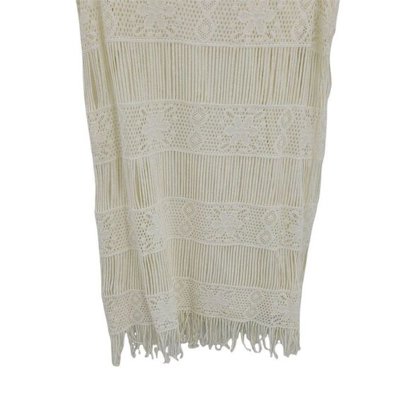 AEO Country Western Boho Lace Overlay Fringe Hem Slip Dress Vanilla Sz XS - Picture 6 of 10